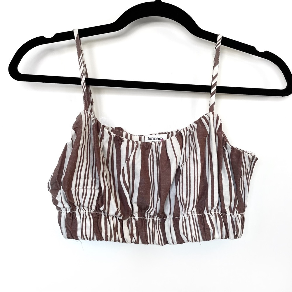 H&M Linen Blend Crop Top Brown